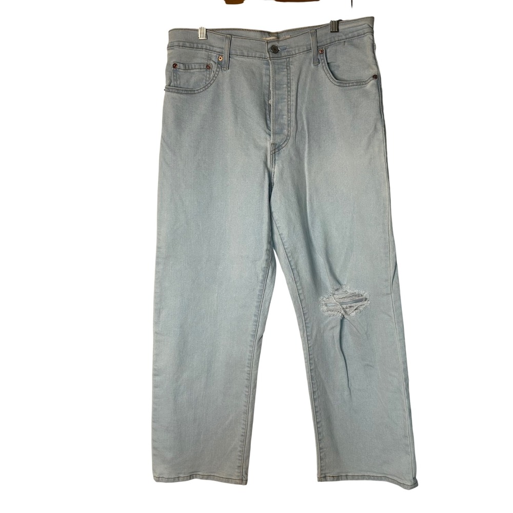 Levis Jeans Womens 32 Ribcage‎ Straight Ankle Light Wash Distressed High Rise